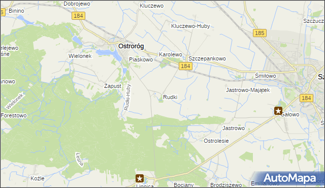 mapa Rudki gmina Ostroróg, Rudki gmina Ostroróg na mapie Targeo