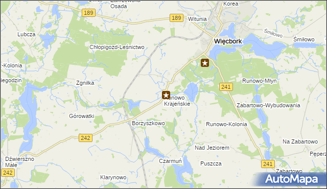 mapa Runowo Krajeńskie, Runowo Krajeńskie na mapie Targeo