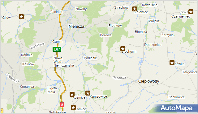 mapa Ruszkowice gmina Niemcza, Ruszkowice gmina Niemcza na mapie Targeo