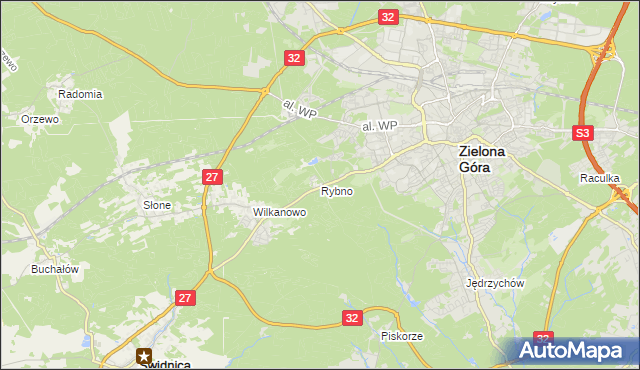 mapa Rybno gmina Świdnica, Rybno gmina Świdnica na mapie Targeo