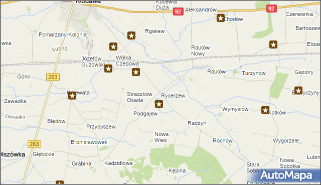 mapa Rycerzew, Rycerzew na mapie Targeo