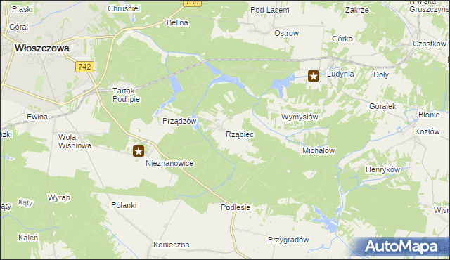 mapa Rząbiec, Rząbiec na mapie Targeo