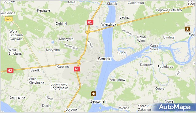 mapa Serock powiat legionowski, Serock powiat legionowski na mapie Targeo