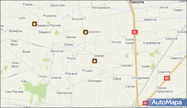 mapa Siedlec gmina Łęczyca, Siedlec gmina Łęczyca na mapie Targeo