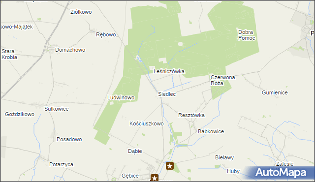 mapa Siedlec gmina Pępowo, Siedlec gmina Pępowo na mapie Targeo