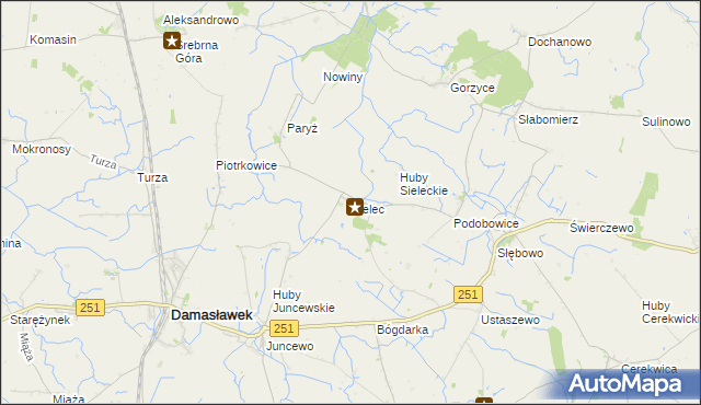 mapa Sielec gmina Żnin, Sielec gmina Żnin na mapie Targeo