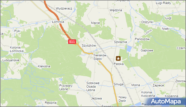 mapa Sieraków Śląski, Sieraków Śląski na mapie Targeo