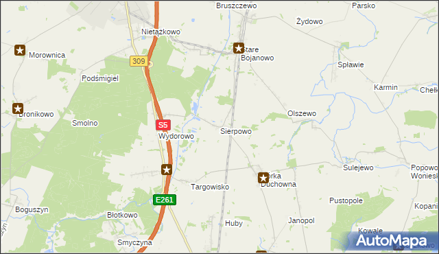 mapa Sierpowo gmina Śmigiel, Sierpowo gmina Śmigiel na mapie Targeo