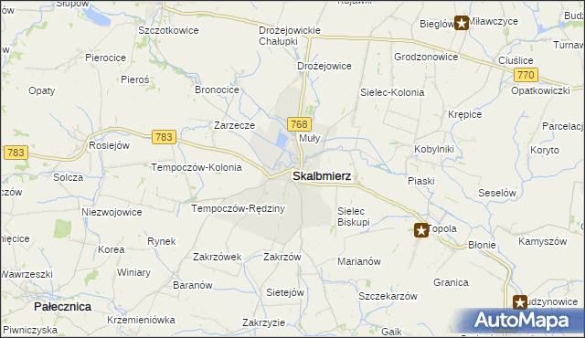 mapa Skalbmierz, Skalbmierz na mapie Targeo