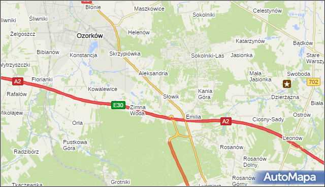 mapa Słowik gmina Zgierz, Słowik gmina Zgierz na mapie Targeo