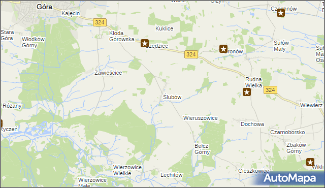 mapa Ślubów gmina Góra, Ślubów gmina Góra na mapie Targeo