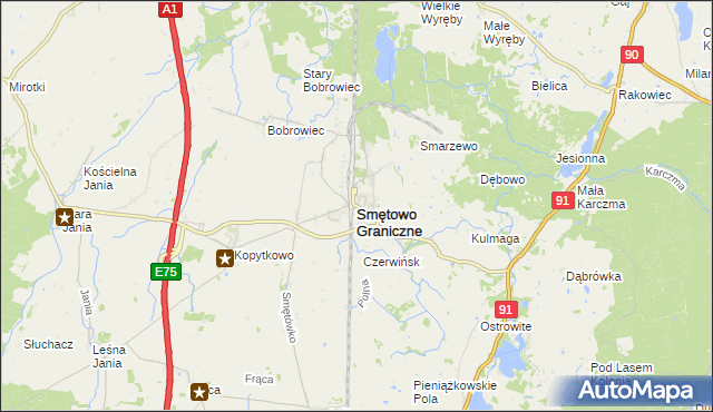 mapa Smętowo Graniczne, Smętowo Graniczne na mapie Targeo