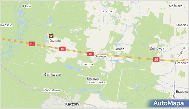 mapa Śmiłowo gmina Kaczory, Śmiłowo gmina Kaczory na mapie Targeo