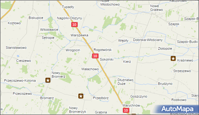 mapa Sokolniki gmina Drobin, Sokolniki gmina Drobin na mapie Targeo