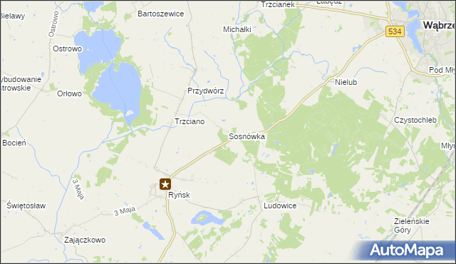 mapa Sosnówka gmina Ryńsk, Sosnówka gmina Ryńsk na mapie Targeo