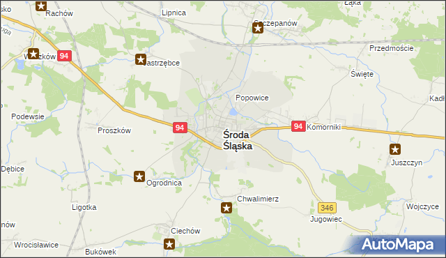 mapa Środa Śląska, Środa Śląska na mapie Targeo