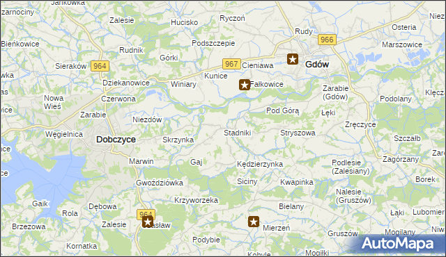 mapa Stadniki gmina Dobczyce, Stadniki gmina Dobczyce na mapie Targeo