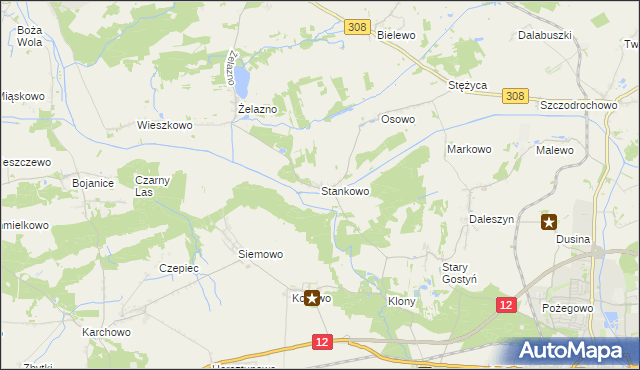 mapa Stankowo gmina Gostyń, Stankowo gmina Gostyń na mapie Targeo