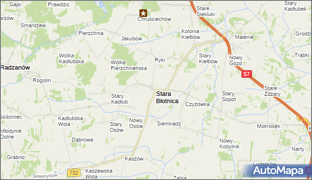 mapa Stara Błotnica, Stara Błotnica na mapie Targeo
