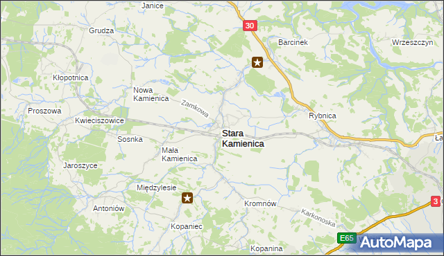 mapa Stara Kamienica, Stara Kamienica na mapie Targeo