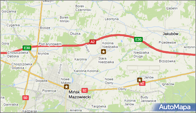 mapa Stara Niedziałka, Stara Niedziałka na mapie Targeo