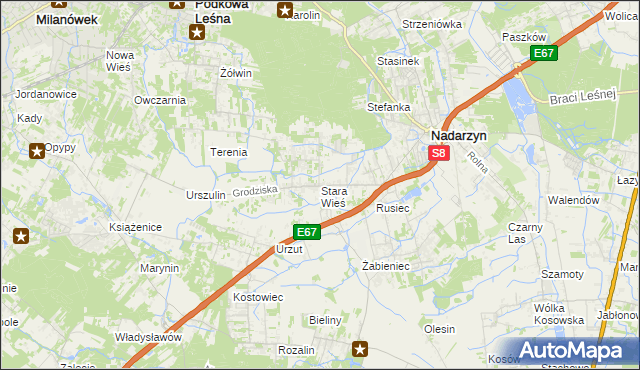 mapa Stara Wieś gmina Nadarzyn, Stara Wieś gmina Nadarzyn na mapie Targeo