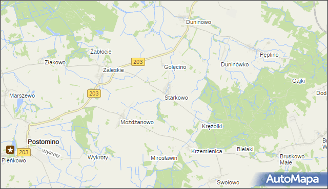 mapa Starkowo gmina Ustka, Starkowo gmina Ustka na mapie Targeo