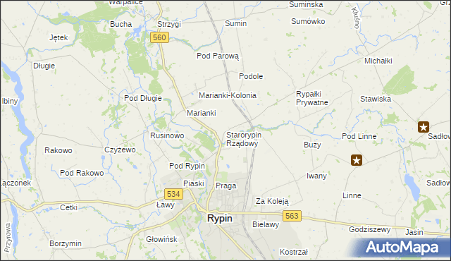 mapa Starorypin Rządowy, Starorypin Rządowy na mapie Targeo