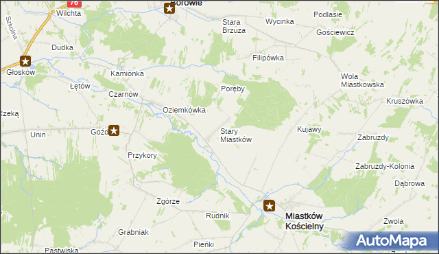 mapa Stary Miastków, Stary Miastków na mapie Targeo
