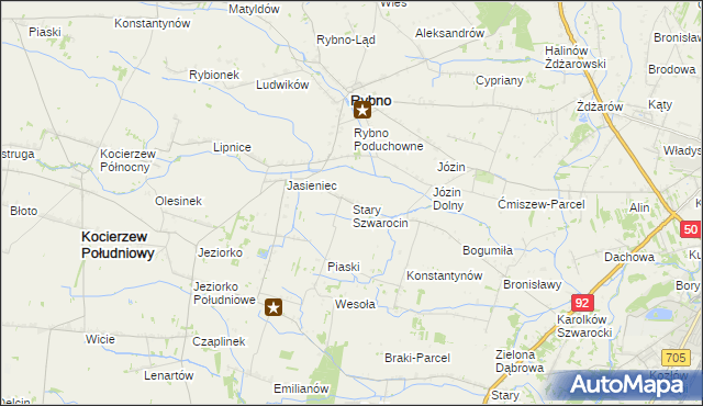 mapa Stary Szwarocin, Stary Szwarocin na mapie Targeo