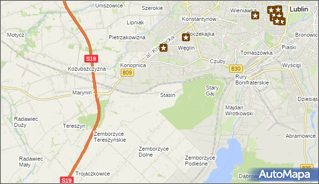 mapa Stasin gmina Konopnica, Stasin gmina Konopnica na mapie Targeo