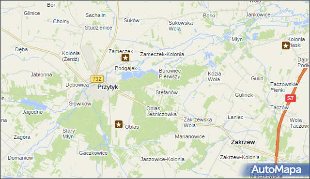 mapa Stefanów gmina Przytyk, Stefanów gmina Przytyk na mapie Targeo