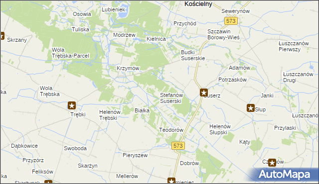 mapa Stefanów Suserski, Stefanów Suserski na mapie Targeo