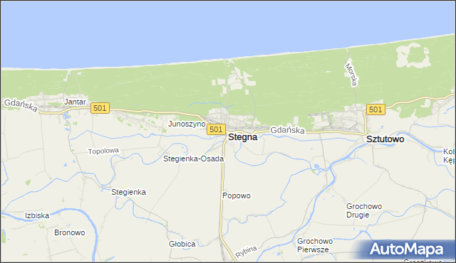 mapa Stegna powiat nowodworski, Stegna powiat nowodworski na mapie Targeo