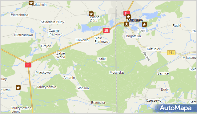 mapa Stoki gmina Miłosław, Stoki gmina Miłosław na mapie Targeo