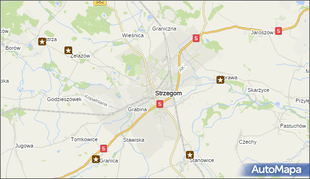 mapa Strzegom powiat świdnicki, Strzegom powiat świdnicki na mapie Targeo
