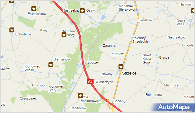 mapa Strzelce Osada Leśna, Strzelce Osada Leśna na mapie Targeo
