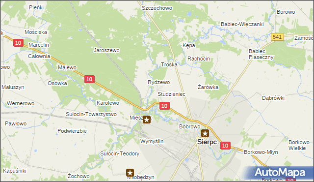 mapa Studzieniec gmina Sierpc, Studzieniec gmina Sierpc na mapie Targeo