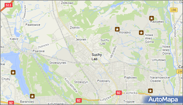 mapa Suchy Las powiat poznański, Suchy Las powiat poznański na mapie Targeo