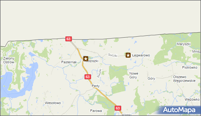 mapa Suczki gmina Węgorzewo, Suczki gmina Węgorzewo na mapie Targeo