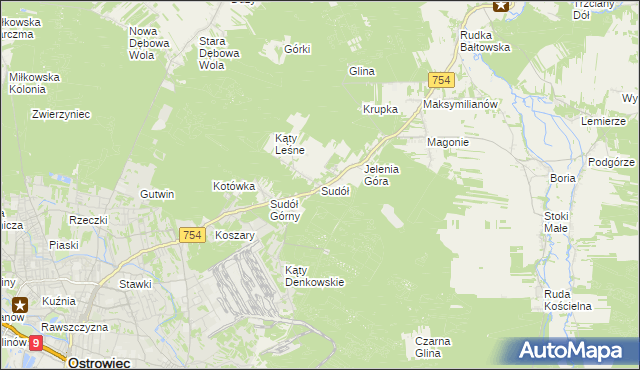 mapa Sudół gmina Bodzechów, Sudół gmina Bodzechów na mapie Targeo