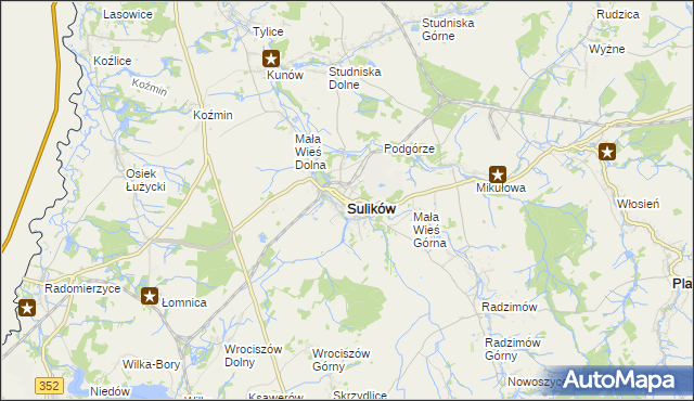 mapa Sulików powiat zgorzelecki, Sulików powiat zgorzelecki na mapie Targeo