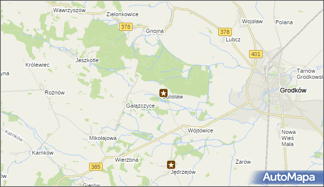 mapa Sulisław gmina Grodków, Sulisław gmina Grodków na mapie Targeo