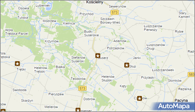 mapa Suserz, Suserz na mapie Targeo