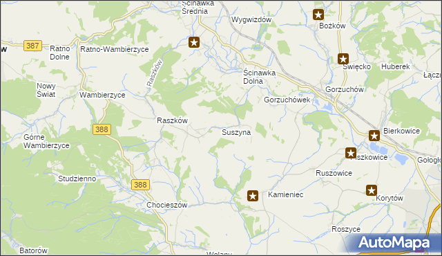 mapa Suszyna, Suszyna na mapie Targeo