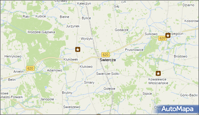 mapa Świercze powiat pułtuski, Świercze powiat pułtuski na mapie Targeo