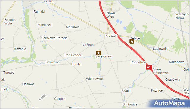 mapa Świętosław gmina Włocławek, Świętosław gmina Włocławek na mapie Targeo