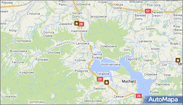 mapa Świnna Poręba, Świnna Poręba na mapie Targeo