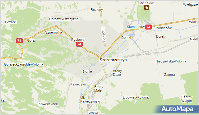 mapa Szczebrzeszyn, Szczebrzeszyn na mapie Targeo