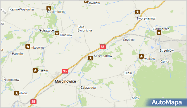 mapa Szczepanów gmina Marcinowice, Szczepanów gmina Marcinowice na mapie Targeo